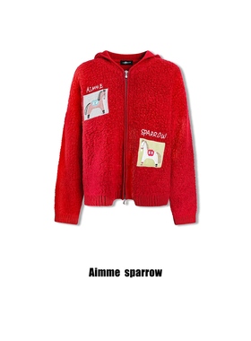Aimme sparrow 26春夏暖冬100%羊毛马到成功毛衣时尚百搭针织开衫