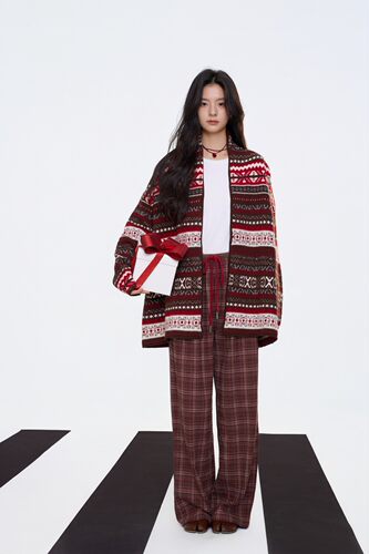 Eimismosol复古格纹裤藏青/红格