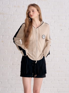 Aimme sparrow 25秋冬织物之美品牌Logo针织外套流苏短裤时尚潮流