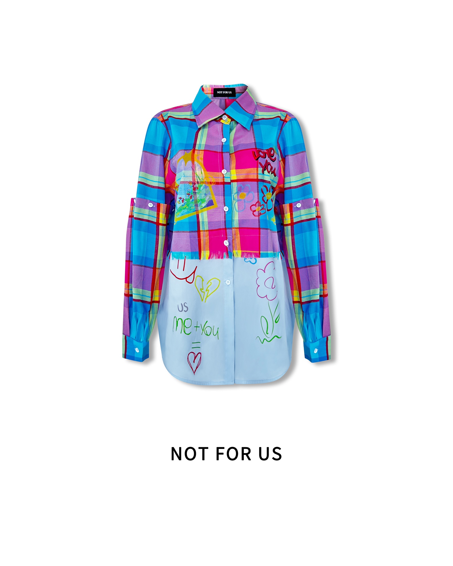 彩虹拼接印花衬衫定制