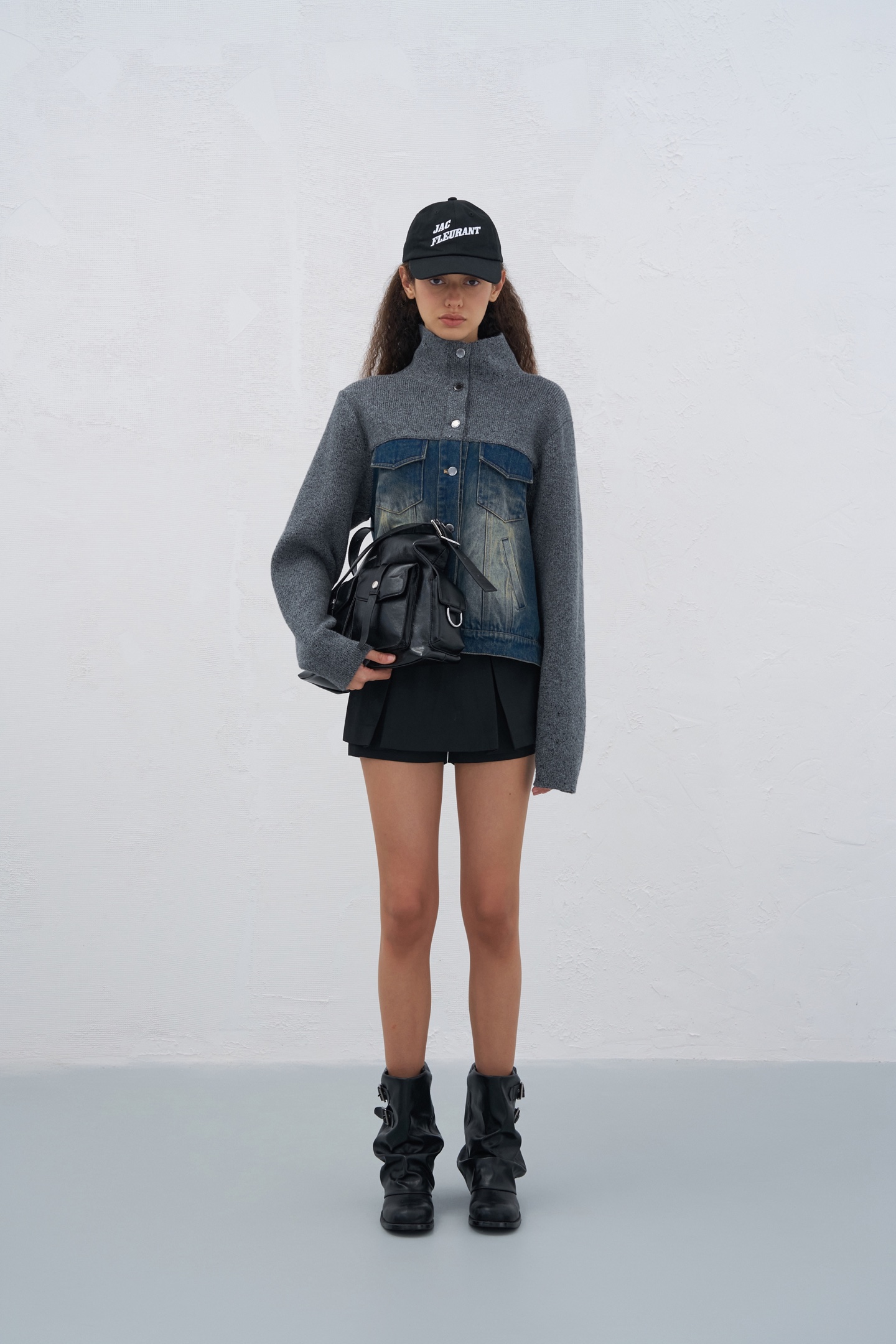 JACFLeurant25秋冬牛仔拼接外套