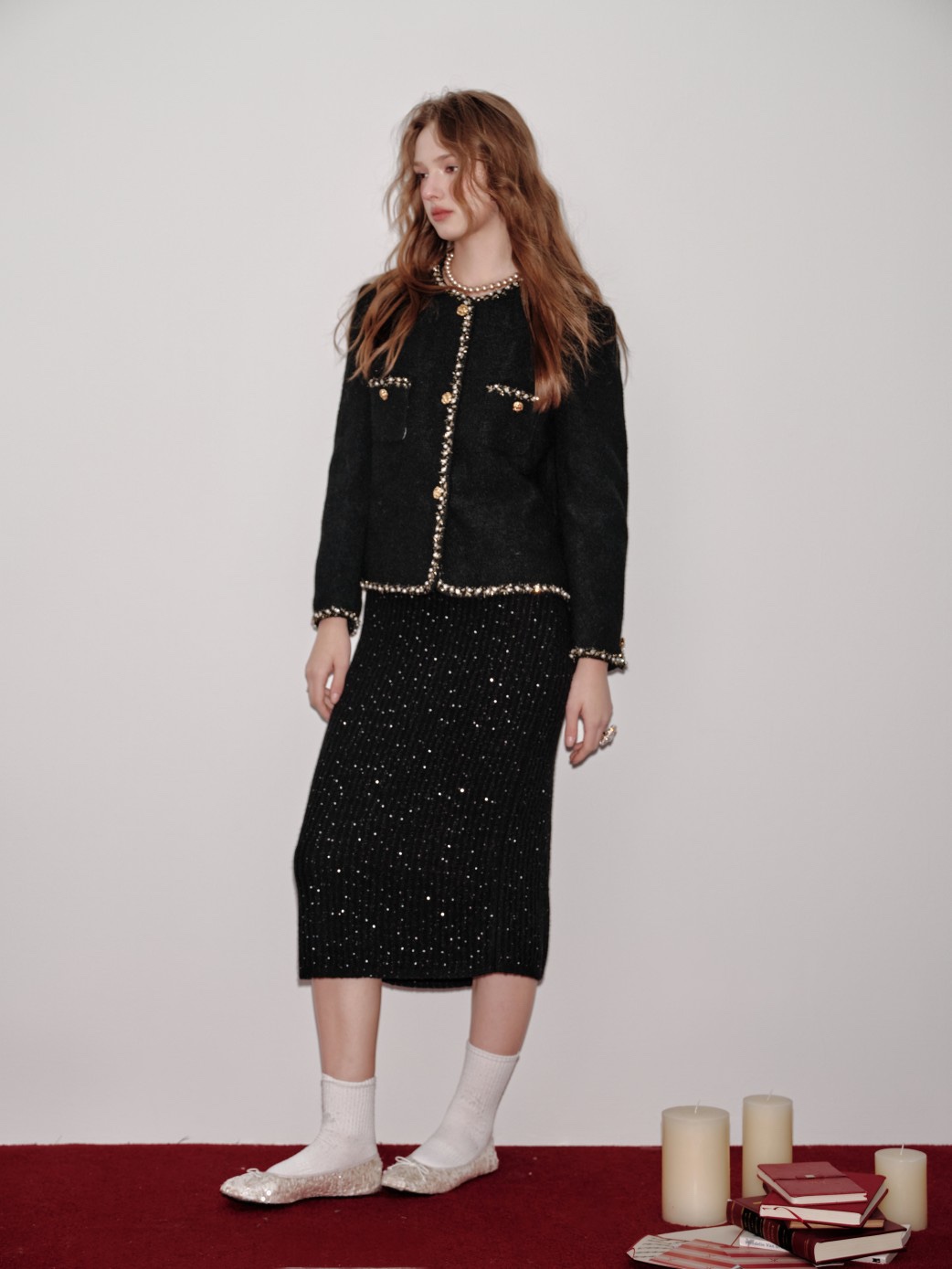 流苏边金扣小香风外套