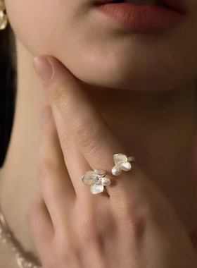 陈小纭同款法式海棠花开口戒指