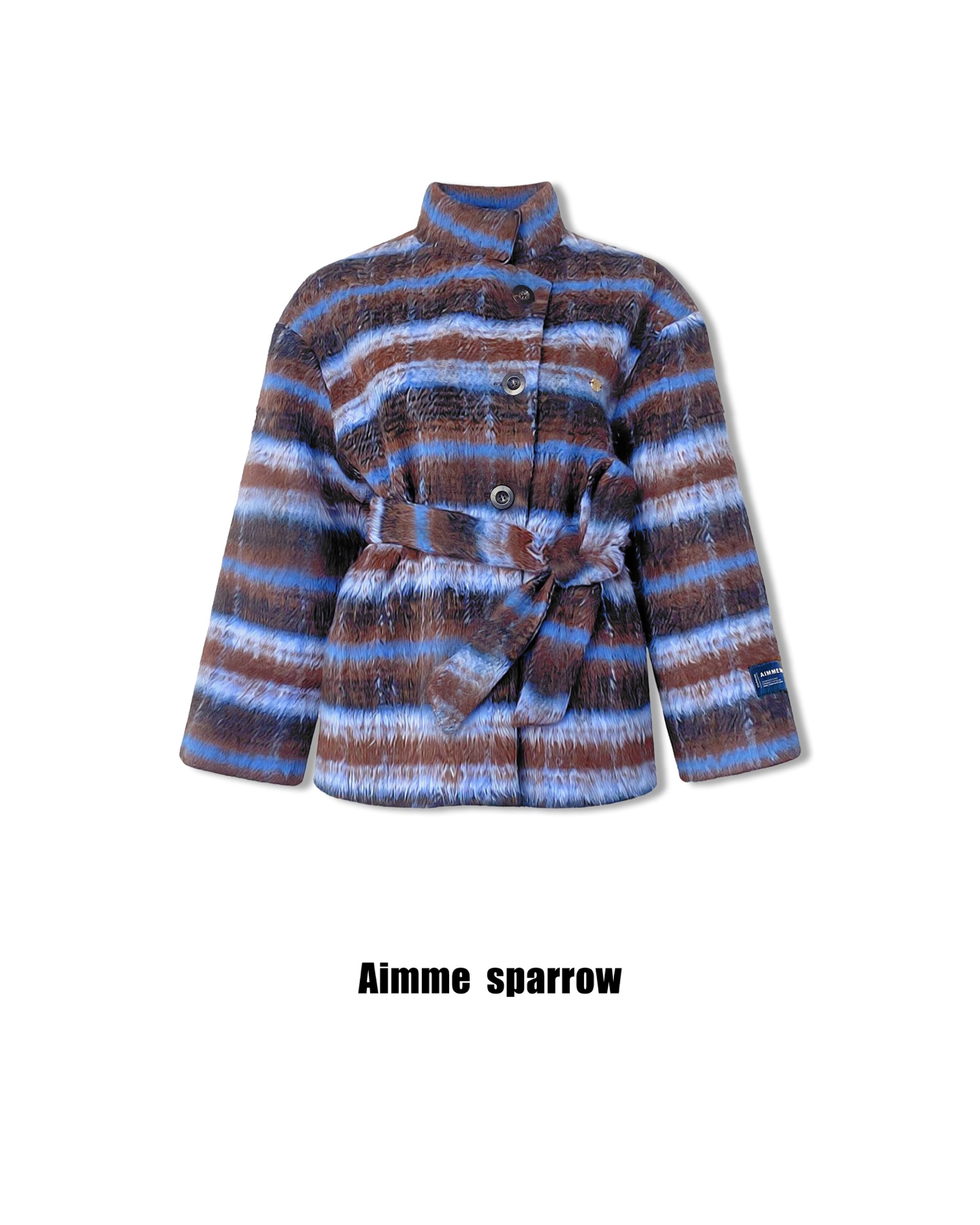 Aimmesparrow春夏蓝色纹格大衣