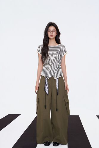 字母刺绣短袖T恤时尚潮流工装裤