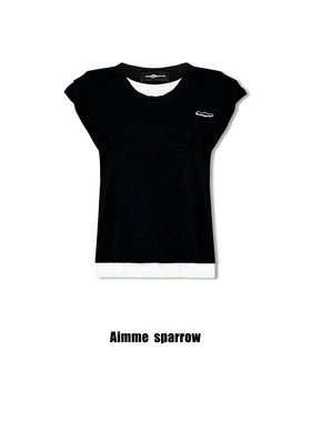 Aimme sparrow 25秋冬织物之美肌理精织短袖灰色黑色时尚通勤百搭