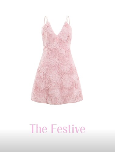 The Festive紫芙立体盘绣连衣裙时尚优雅气质女裙吊带裙露背短裙
