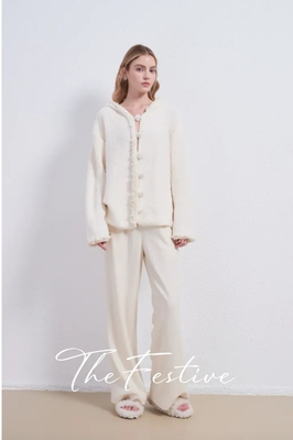 米珍珠慵懒针织帽衫暖云柔羊毛