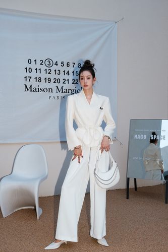 Aimme sparrow 100%澳毛高定系列白色系带西服裤子