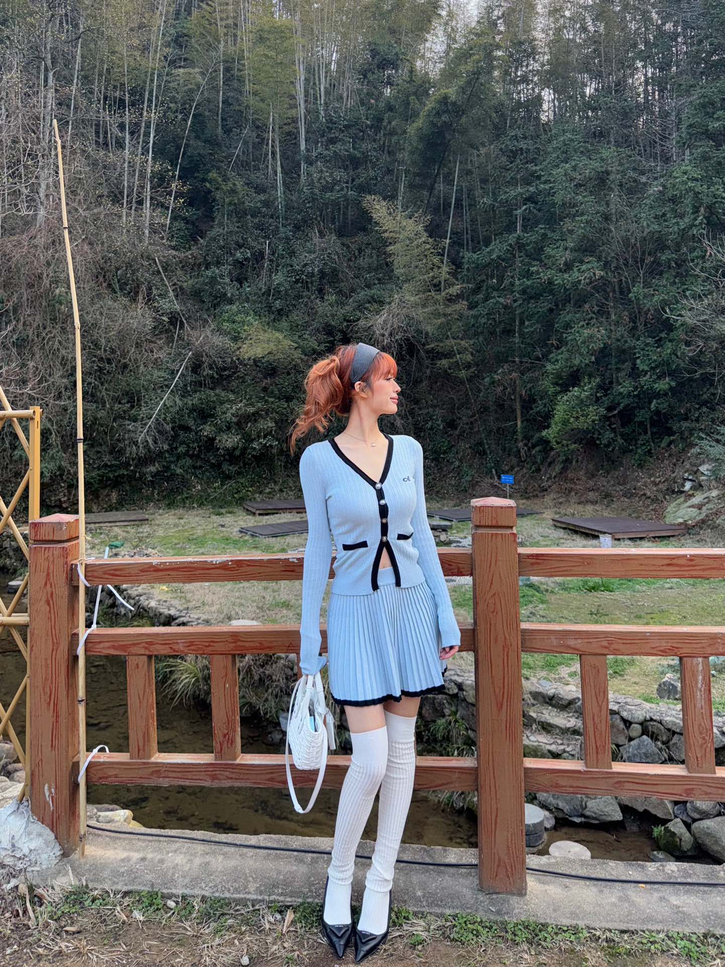 Aimme sparrow 25春夏针织套装灰色外套百褶裙时尚针织衫半身裙女