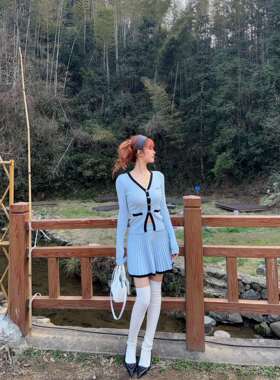 Aimme sparrow 25春夏针织套装灰色外套百褶裙时尚针织衫半身裙女