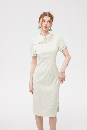 Aimme sparrow新中式连衣裙旗袍女裙时尚优雅气质长裙修身显瘦女