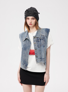 李冰冰白鹿赵雅芝同款Aimme sparrow牛仔马甲时尚百搭上衣复古女