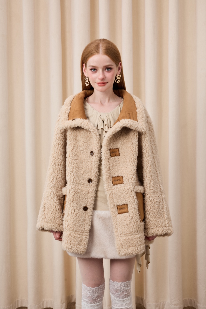 中长款双面穿皮毛一体大衣