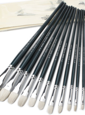 莫奈羊之神韵羊毫软毛水粉笔学生羊毛扁头颜料长杆水彩丙烯油画笔