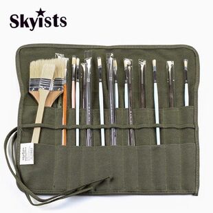 新概念便携帆布画笔袋毛笔插笔袋 卷式收纳笔帘 水粉丙烯油画笔包