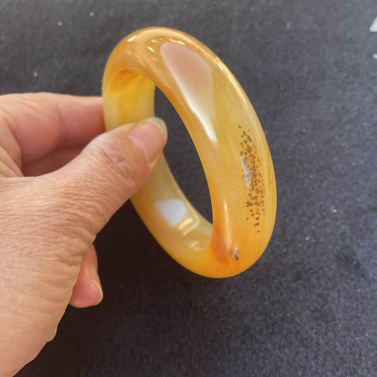 云南龙陵天然黄龙玉鸡油黄老料水草花53*18*11mm