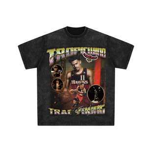 球星T恤美式水洗宽松嘻哈重磅复古老鹰队特雷杨吹杨