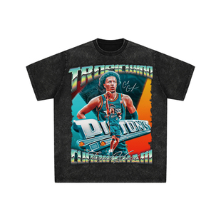 球星T恤美式水洗宽松嘻哈街头重磅复古短袖活塞状元凯德坎宁安