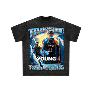 球星T恤美式水洗宽松嘻哈重磅复古老鹰队特雷杨吹杨