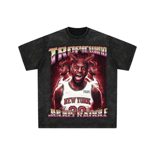 球星T恤美式水洗宽松嘻哈重磅复古纽约尼克斯兰德尔