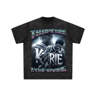 球星T恤美式水洗宽松嘻哈重磅复古短袖凯里欧文欧神仙德鲁大叔