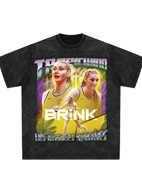 球星T恤美式水洗宽松嘻哈街头重磅复古短袖Wnba卡梅隆布林克