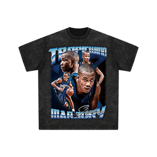 球星T恤美式水洗宽松嘻哈重磅复古短袖森林狼独狼马布里