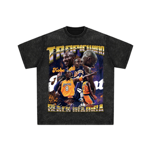 球星T恤美式水洗宽松嘻哈重磅复古短袖湖人科比小飞侠黑曼巴Kobe