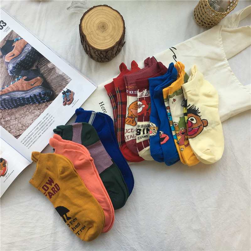 3双 卡通百搭可爱ins袜子女夏季薄款韩国潮日系学院风网红短袜