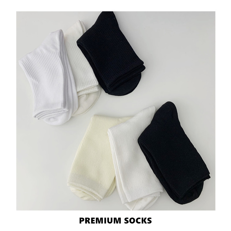 日系奶白色纯棉春秋季ins长袜