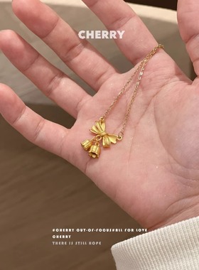 蝴蝶结铃兰花项链纯银2025新款