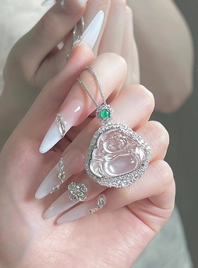 弥勒佛项链99纯银女大肚笑佛吊坠