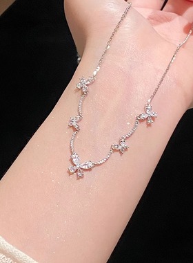 纯银闪耀蝴蝶项链高级感精致颈链