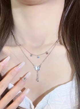 灵蝶双层夜光流苏项链新款配饰