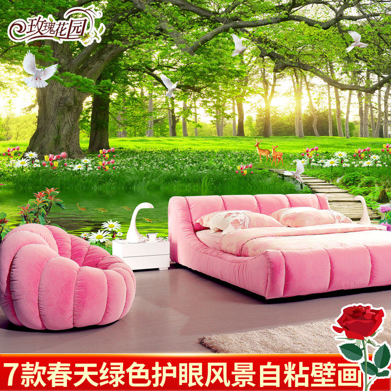 3D立体墙贴纸壁画简约现代自粘墙纸森林树林风景客厅卧室背景墙画