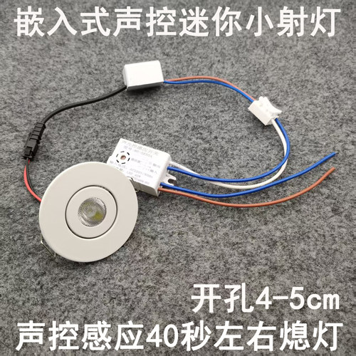 声控感应迷你小射灯3W开孔45mm嵌入式入户门玄关过道走廊氛围夜灯