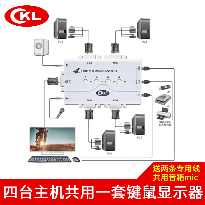 4口usb键盘鼠标打印机vga切换器