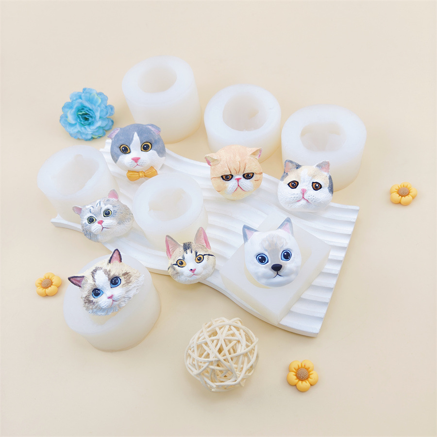 立体小猫硅胶模具蛋糕装饰翻糖烘焙布偶猫车载香薰滴胶粘土捏