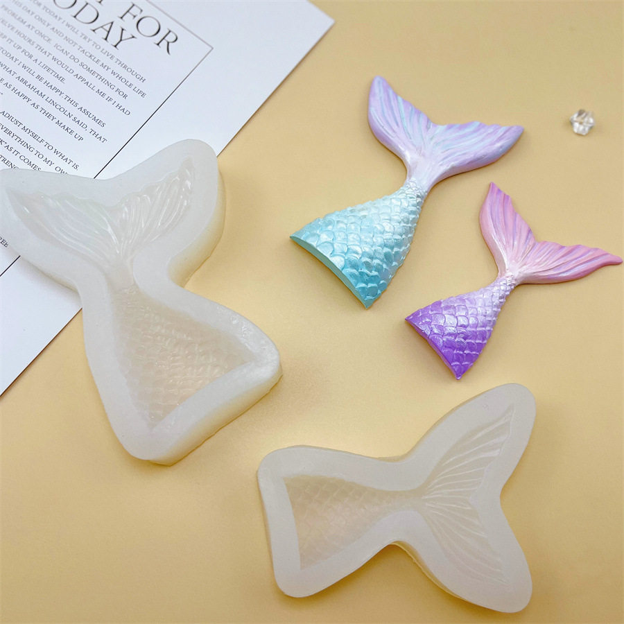 美人鱼鱼尾造型硅胶模具DIY手工翻糖巧克力蛋糕装饰模树脂滴胶模