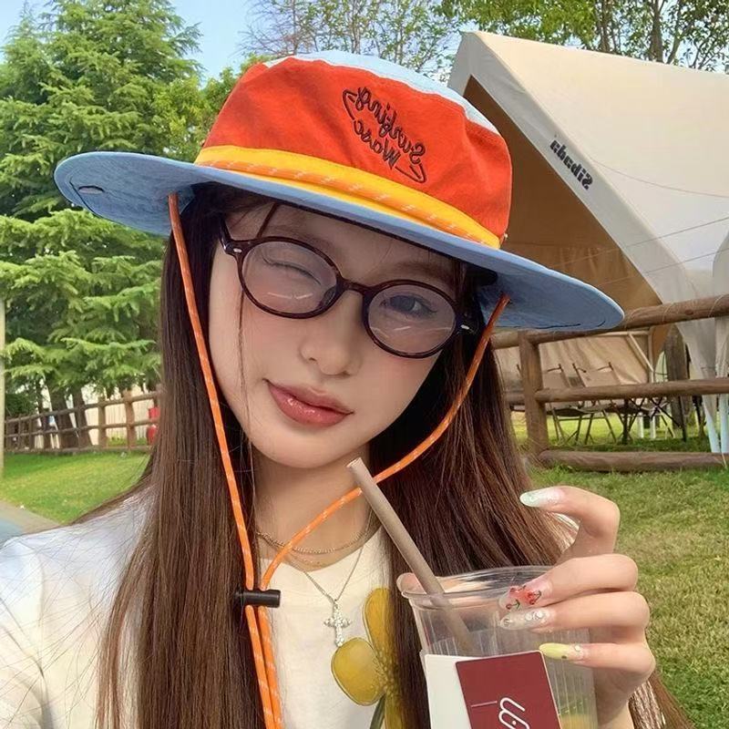 依婕新款户外拼色渔夫帽子女夏季