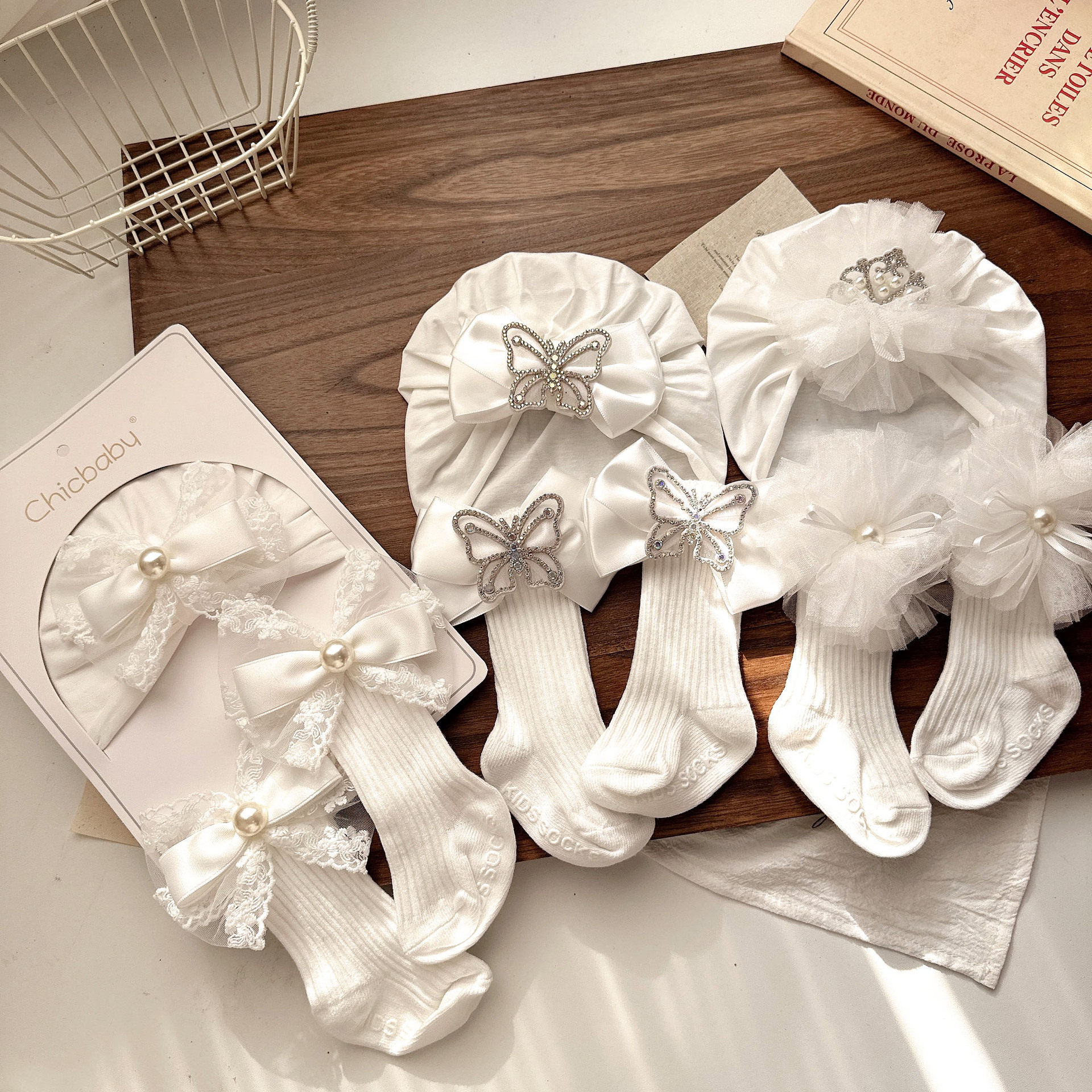 婴儿帽子袜子套装女宝宝花朵皇冠纱套头帽新生儿护囟门胎帽印度帽,婴童用品,婴童干发帽,淘宝优惠券,粉丝福利购,淘宝优惠卷