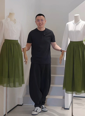 杰唯卡复古提花显瘦中长半身裙
