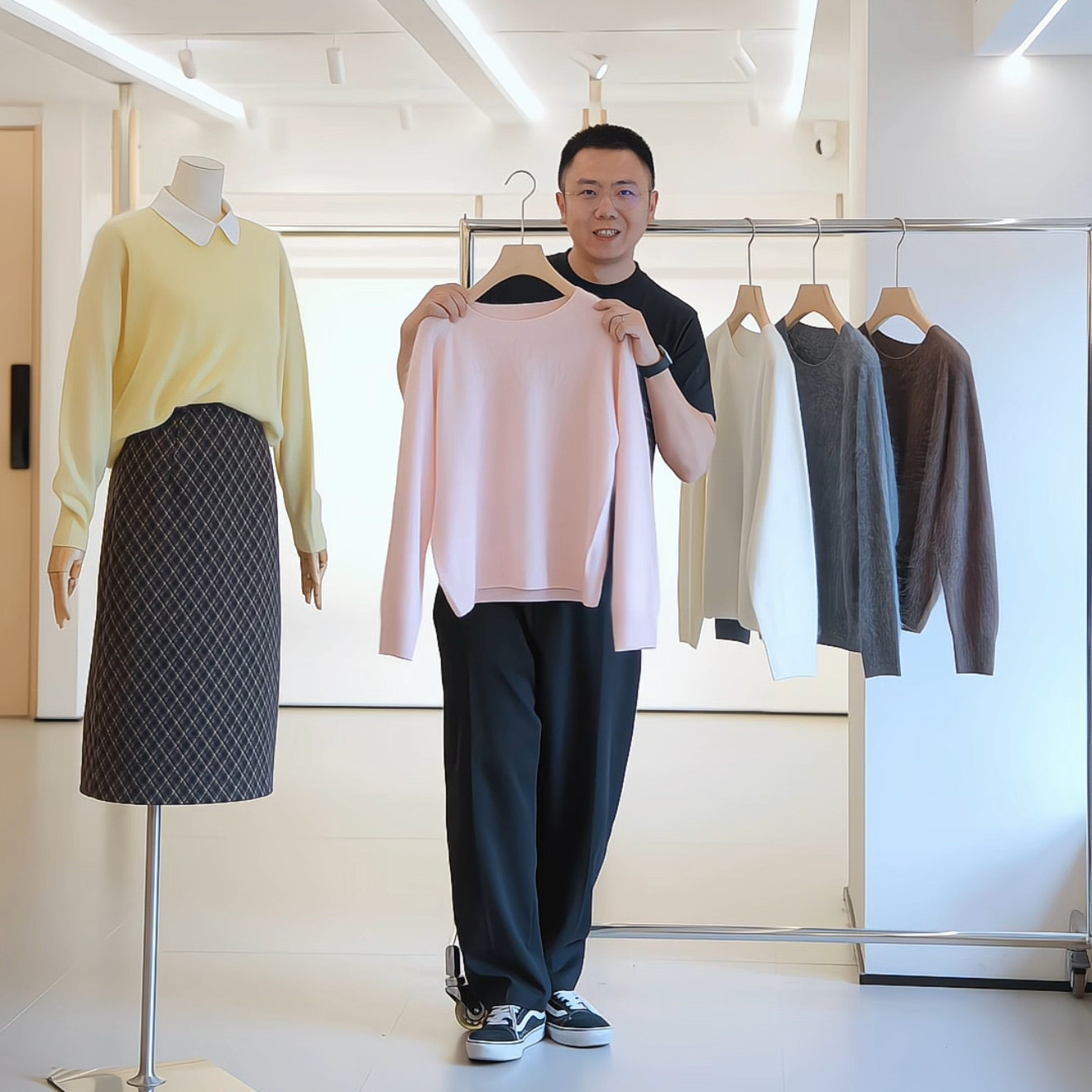 杰唯卡经典款拉绒羊绒桑蚕丝混纺针织衫2026女慵懒圆领软糯毛衣