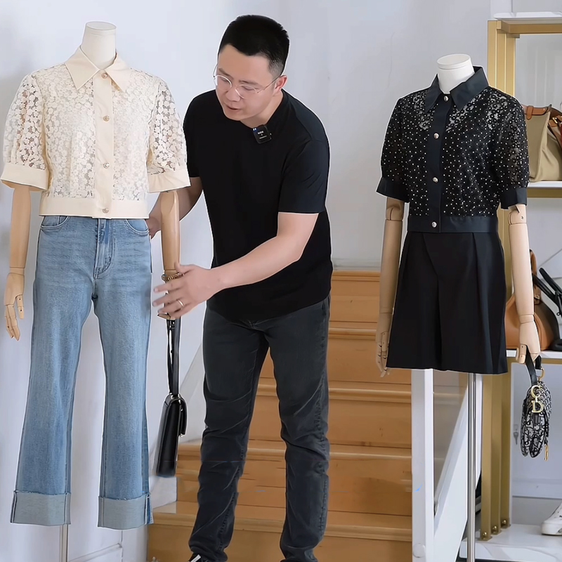 透视刺绣气质短款衬衣