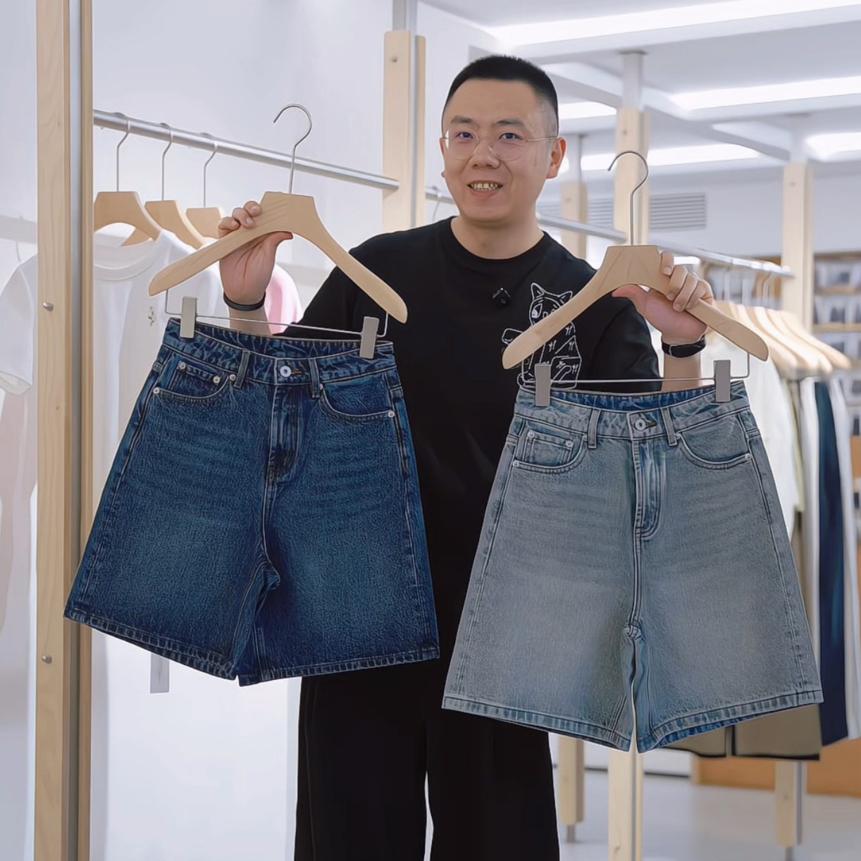 杰唯卡重磅全棉牛仔复古水洗宽松直筒短裤2026夏季透气舒适热裤