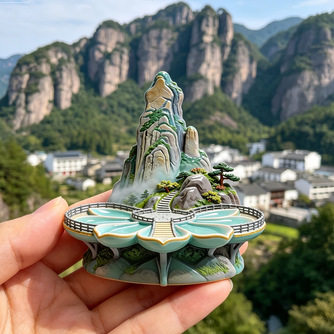 浙江神仙居莲花观景台树脂浮雕冰箱贴台州5A景区文创磁贴厂家批发