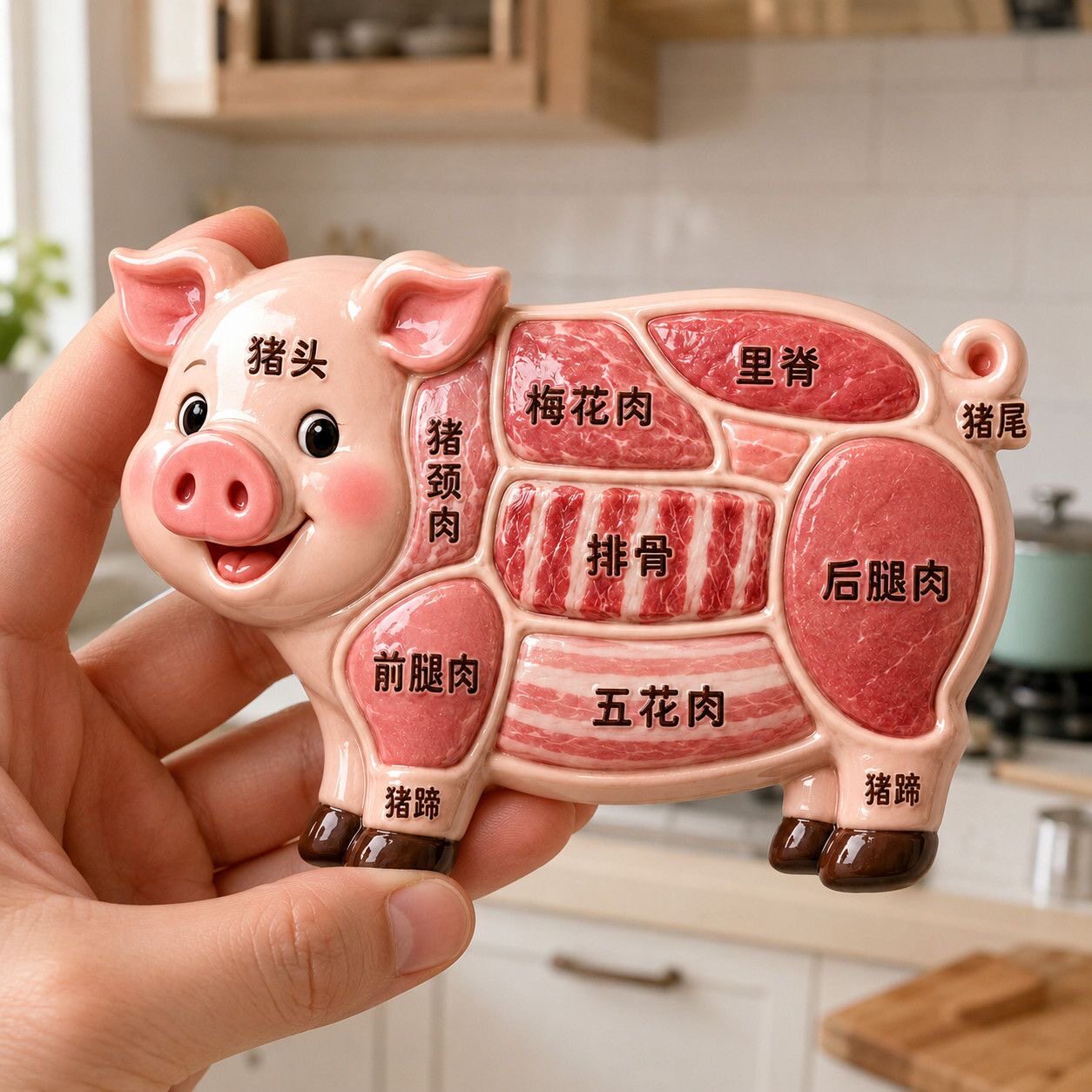 猪肉解刨图树脂浮雕磁吸冰箱贴创意厨房装饰品小礼品伴手礼批发
