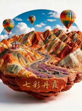 【七彩丹霞】旅游金属立体浮雕冰箱贴甘肃张掖纪念品文创磁吸贴