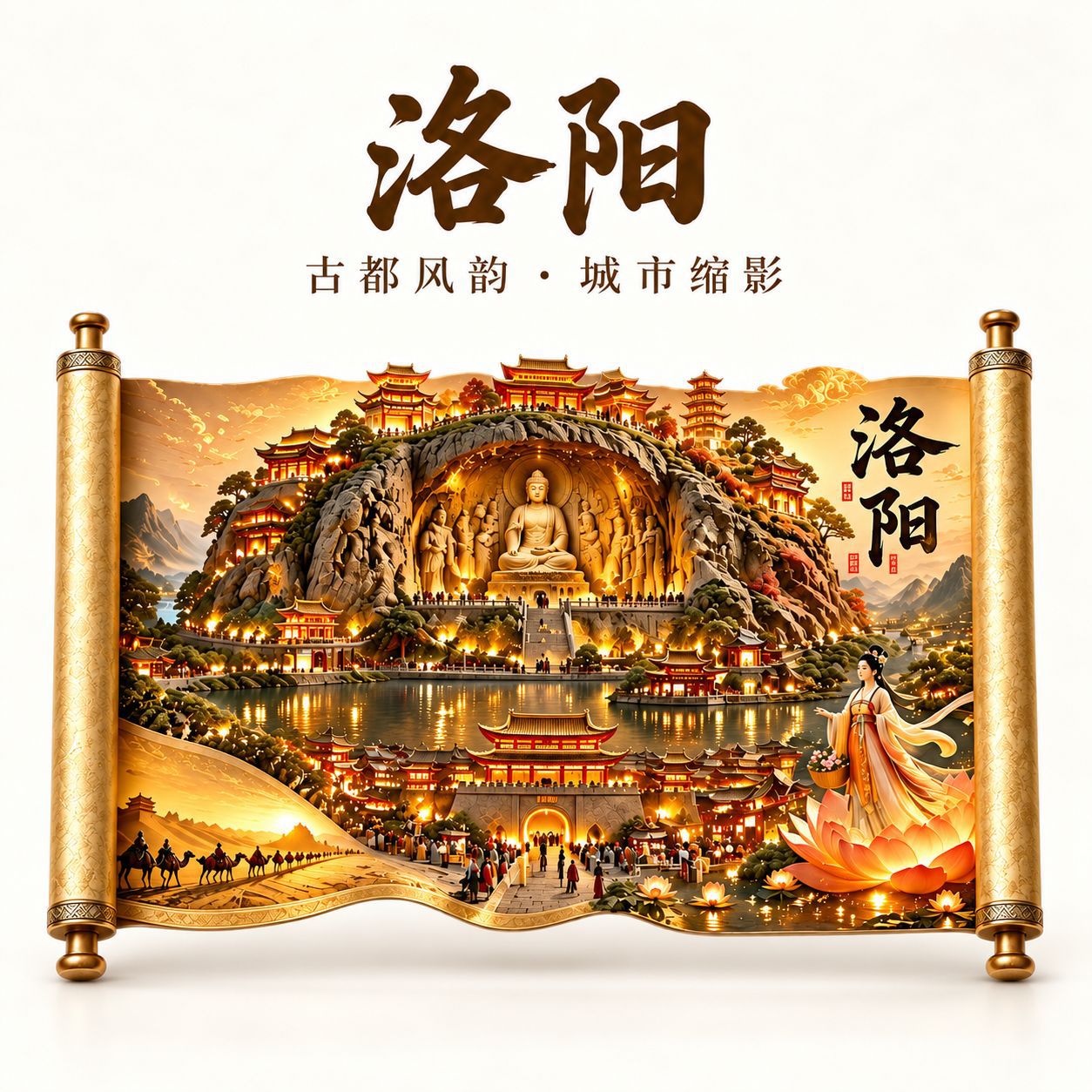 卷轴洛阳地标3d立体冰箱贴旅游景点纪念品伴手礼装饰品洛阳白马寺图片